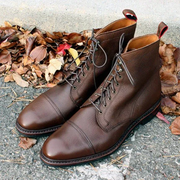 Allen Edmonds Brown Leather Mens 10.5 B Narrow Strand Cap-toe Oxford Dress Shoe | Men main image 4